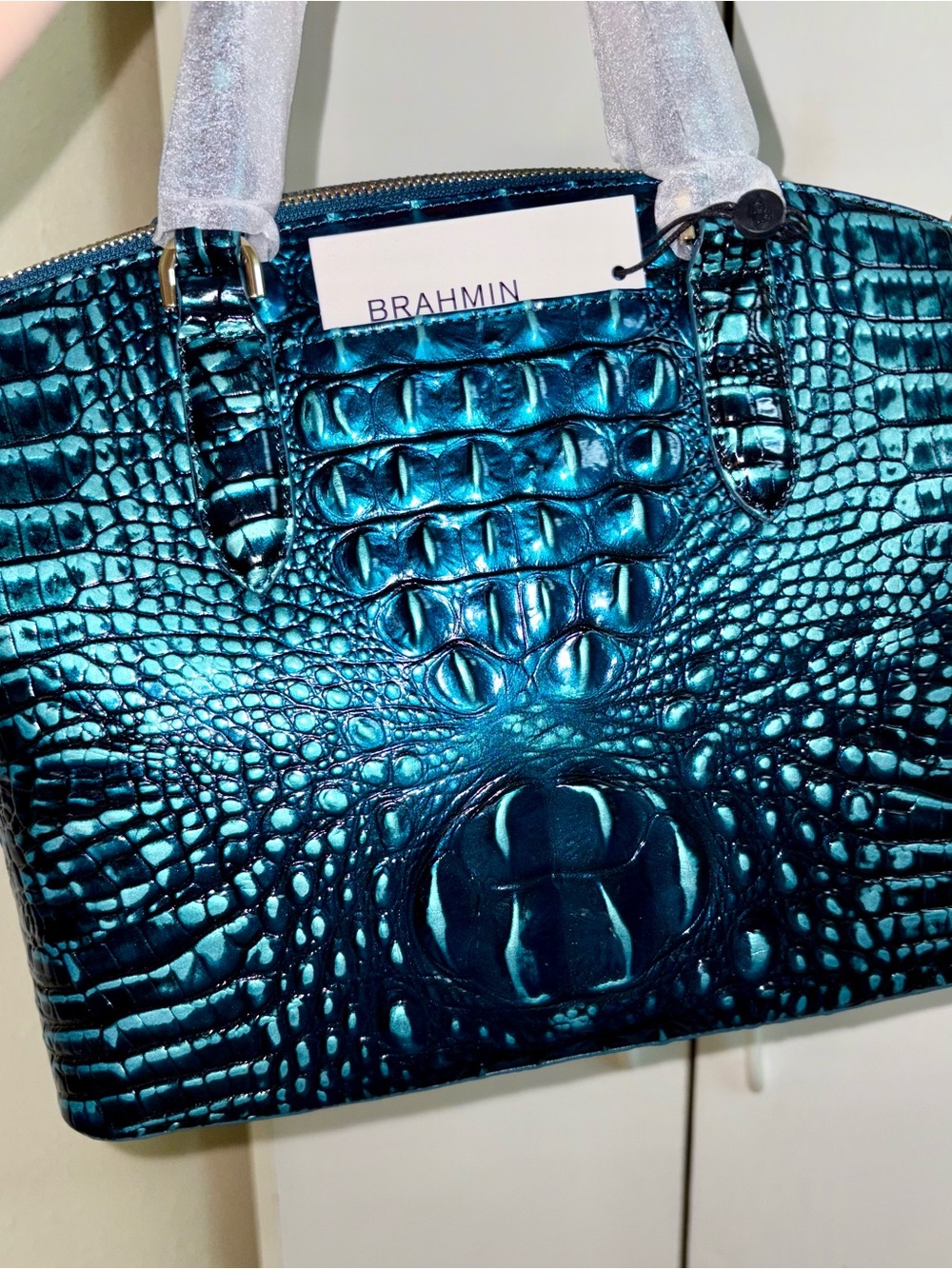 Brahmin NWT Duxbury - Blue Patina - Peacock/Teal - Jewel Tone - Two Eyes - Picture 9 of 16